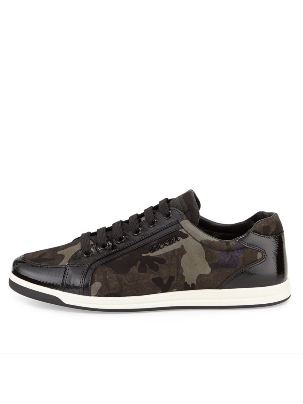 Prada Women's Camouflage Low-Top Sneaker - Black/Olive 37.5